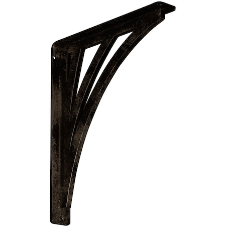 Ekena Millwork Nevio Wrought Iron Bracket, (Single center brace), Antiqued Brass 1 1/2"W x 10"D x 12"H BKTM01X10X12SNEABS